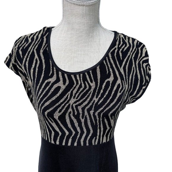 Vintage Byer Studio California Maxi Dress Womens Sz 8 Black Animal Print Stretch - Picture 5 of 9